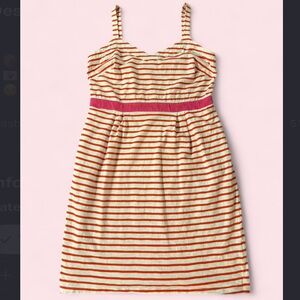 Boden Orange Stripe Sundress with Pink Waistband Size 12R